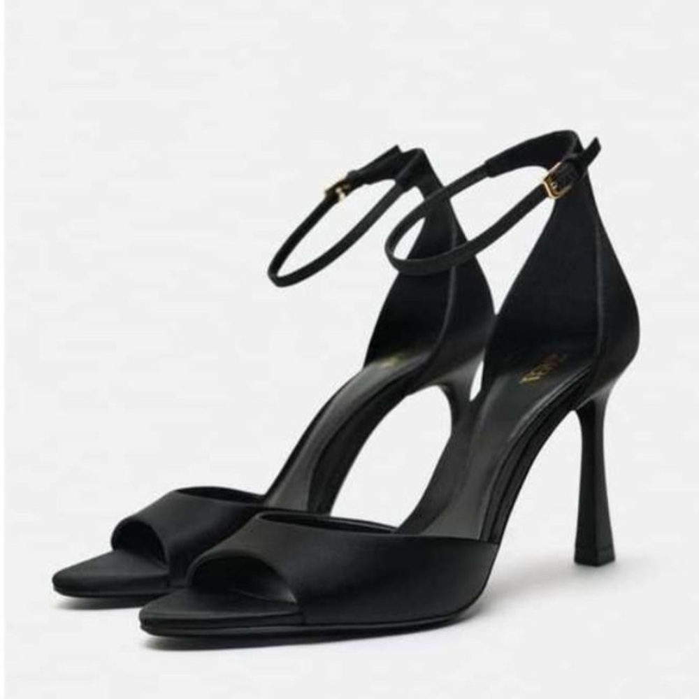 Zara satin open toe heels